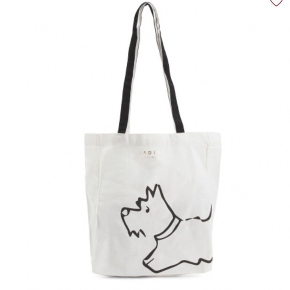 Radley London Icon Small Tote White Scottie‎ Dog Canvas New